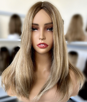 Perruque casher juive en cheveux humains européens, base en soie, lace front, balayage, mèches, sans colle, pour femmes