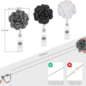 Wish resin flower easy-open <b>buckle</b>, beautiful sparkly rose easy-open rotating alligator <b>clip</b> for ID cards/ID cards. - Product Image 5