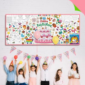 Póster <span class=keywords><strong>de</strong></span> Colorear <span class=keywords><strong>de</strong></span> <span class=keywords><strong>Cumpleaños</strong></span> con Logotipo Personalizado, Papel Offset, Película Educativa Laminada, Papel <span class=keywords><strong>de</strong></span> Actividades Grande, Pintura y Dibujo DIY para Niños - Product Image 1