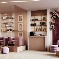 Design et décoration d'intérieur de salon de beauté, mobilier de salon haut de gamme sur mesure et espace de réception de salon