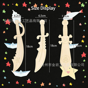 Colgante de cuchillo creativo estilo graffiti de madera, pintado y coloreado a mano, juguete educativo y de pintura DIY para niños. - Product Image 1