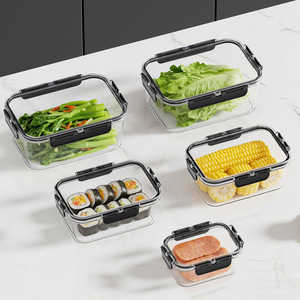 Food Storage <b>Containers</b> Rectangle Airtight Stackable Buckle Lid For Refrigerator Use - Product Image 3