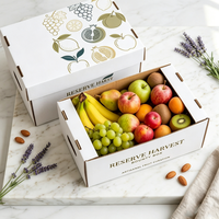 Emballage personnalisé en carton ondulé imprimé pour fruits et légumes (avocat, ananas, tomate, orange, pomme, citron)