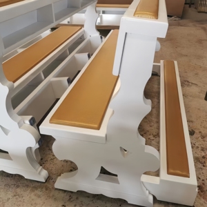 Sillas Modernas de Madera para Iglesia con Cojín y Almohadillas para Arrodillarse, Asientos para Capilla y Auditorio - Product Image 6