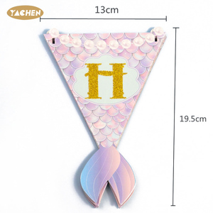 Bannière Joyeux Anniversaire Sirène Bleue et Violette YACHEN <span class=keywords><strong>pour</strong></span> Enfants sur le Thème de la Sirène 1er Anniversaire Baptême Décoration de Fête - Product Image 2