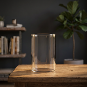 Vase cylindrique en verre transparent, centre de table minimaliste, peut contenir de l'eau - Product Image 2
