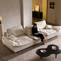 Modernes Weiches Cloud-Sofa Neues Designer-Samtsofa mit Verstellbarer Rückenlehne Beliebter Cremefarbener Stil Breite Sitzfläche Wohnzimmersofa für Zuhause