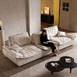 Divano Moderno Morbido Effetto Nuvola, Nuovo Divano di Design in Velluto <span class=keywords><strong>con</strong></span> <span class=keywords><strong>Schienale</strong></span> Regolabile, Popolare Stile Crema, Seduta Ampia per Soggiorno e Casa - Product Image 2