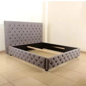 Base de Cama King Size de Terciopelo de Lujo, Moderna, Tapizada y Acolchada, con Cabecera y Soporte Resistente, <span class=keywords><strong>Mueble</strong></span> de Cama Doble - Product Image 4