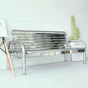 Set di Divani Modulari in Metallo per Interni ed Esterni, <span class=keywords><strong>Divano</strong></span> e Poltrona in Acciaio Inox per Hotel, Patio e Soggiorno - Product Image 5