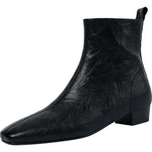 Grosir kustom kualitas tinggi kulit asli mode desain elegan tumit rendah sepatu bot untuk wanita - Product Image 2