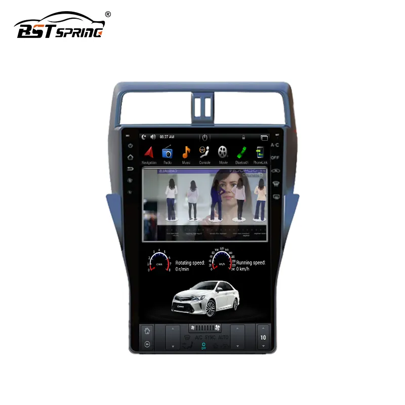 Bosstar Pemutar Dvd Mobil 16 Inci Android Tesla, Pemutar Video Mobil Layar Vertikal Stereo untuk Toyota 2018 Prado Plus Peringatan
