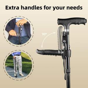 <span class=keywords><strong>Canne</strong></span> Pliante Réglable avec Lumières LED Bâton de Marche pour Femmes/Hommes pour Adultes Seniors Base Stable et Léger - Product Image 5