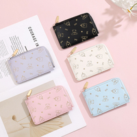 Dompet Kartu Wanita TAOMICMIC Bahan PU Motif Beruang Segar dengan Ritsleting, Banyak Slot Kartu, Tempat Koin, Kantong Kartu Akses Portabel