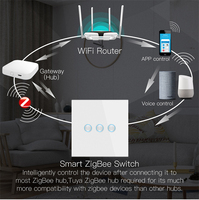 UE/Reino Unido 1/2/3 Gang Wifi controlador Interruptor táctil inteligente cóncavo pared luz interruptor Tuya Smart Life interruptor inalámbrico