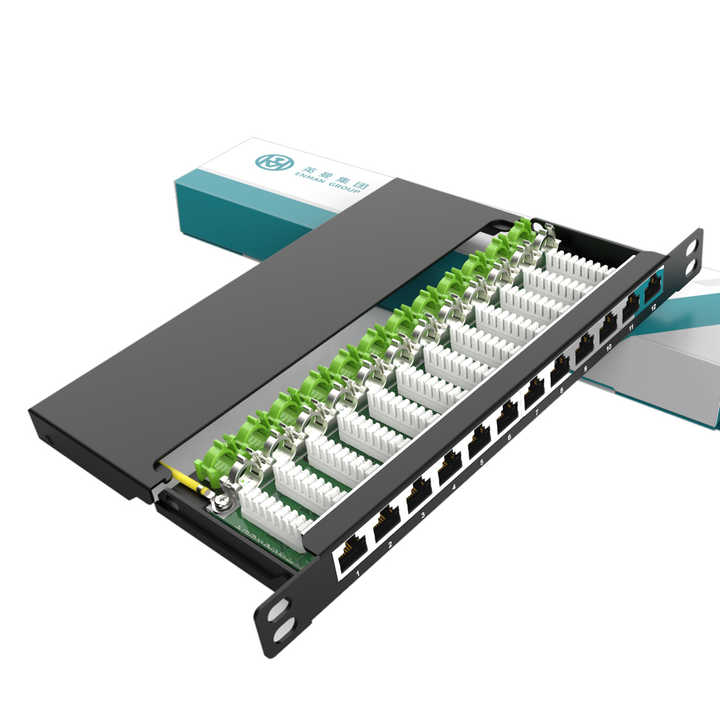 RJ45 LAN Patch Panel 12 Port 10inch 1U Networking Cat6 Cat6A STP Steel ...
