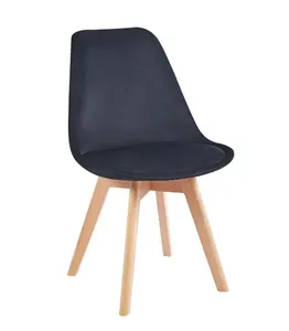 Elegante Silla Tulipán de Madera con Tapicería de Cuero de Lujo - Product Image 1