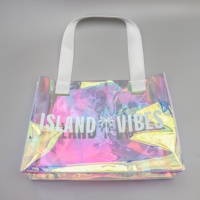 Sacs à main cosmétiques en plastique irisé pvc laser imperméables personnalisés pour femmes sac fourre-tout holographique à bandoulière en pvc de mode transparente