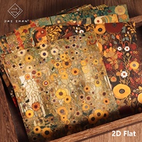 JAI IMAN 24 feuilles Autocollant de fond sans couture de grande taille inspiré des fleurs de Gustav Klimt, auto-adhésif