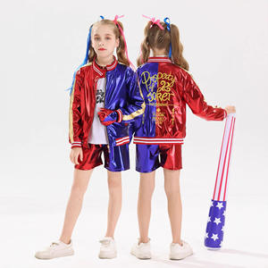 Costumes de Cosplay pour Enfants <span class=keywords><strong>Suicide</strong></span> Squad Fête Harley-Quinn Déguisement Cosplay T-Shirt Cinéma & Télévision à Paillettes Court pour Enfants & Adultes - Product Image 2