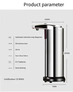 Distributore di sapone a induzione automatica in acciaio inossidabile per lavaggio di schiuma per telefono intelligente per disinfettante per le mani