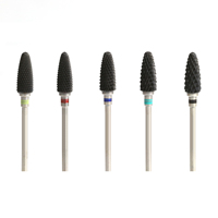 XF 2024 Venta Caliente Brocas de Cerámica con Diseño de Llama Negra para Taladro Eléctrico, Accesorios para Máquina de Manicura, Herramientas con Anillos de Colores