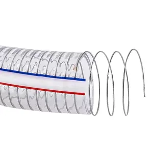 Tubo de manguera de succión reforzado con fibra de alambre de acero en espiral de Pvc transparente flexible antiestático