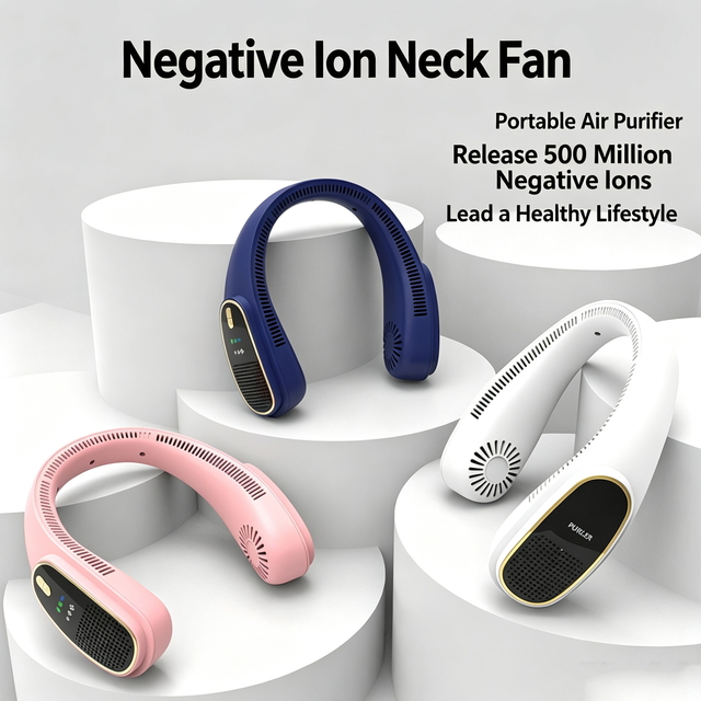 Wholesale Bladeless Hanging Neck Fan Dual Side Digital Screen USB Rechargeable Portable Neck Fan for Sports Travel Outdoor
