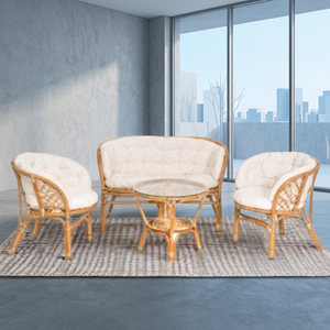 Modern <b>Rattan</b> Villa Outdoor Living Room Set <b>Sofa</b> Two Chairs Coffee Table Comfortable Furniture Home Interior Decor BAHAMA - Product Image 1