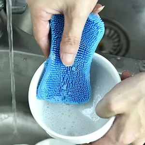 Double Sided Soft <b>Silicone</b> Dishwashing Brush Eco-Friendly Flexible Cleaning <b>Tool</b> for Kitchen Reusable Washing Brushes - Product Image 5