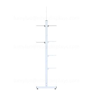Double-Sided Metal Floor Store Display Stand with Shelves & Hooks Multi-Functional <b>Garment</b> <b>Rack</b> for Clothing Hats Socks - Product Image 4