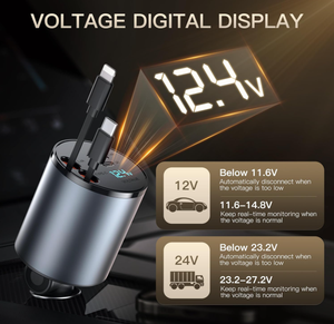 Bộ sạc xe hơi có thể thu vào 100W bộ sạc điện thoại xe hơi nhanh 4 trong 1 với cáp có thể thu vào và cổng USB áp dụng cho tất cả các thiết bị di động - Product Image 4