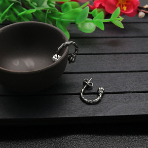 yunnique Crown Huggie Earrings Tibetan <b>Silver</b> Titanium Steel <b>Studs</b> For Boys And Girls Fashion Jewelry - Product Image 2