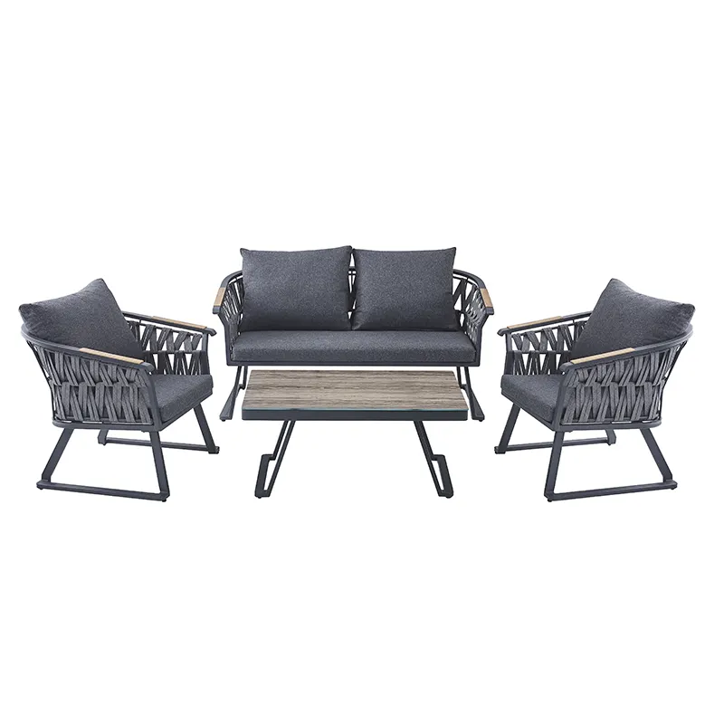 Venta al por mayor HighBack L 7 pies sofá muebles jardín patio material de aluminio al aire libre sofás