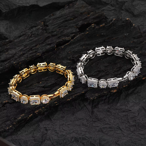 Tennis Bracelet, Rectangular Round <b>Spacer</b> Copper Inlaid Zircon Couple Fashion Tanjing Fashion Lijing Necklace - Product Image 1