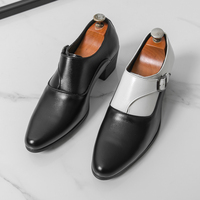 Chaussures à enfiler tendance en cuir, couleur unie, avec talon court et fermoir métallique, confortables, pour mariage et danse, avec soutien de la voûte plantaire, pour hommes et femmes, collection printemps, vente en gros