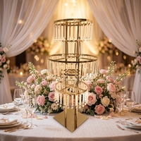 Centres de table dorés, support de mariage en verre et métal, chandelier décoratif ouragan, bougeoir, centres de table pour décoration de table de mariage