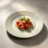 Assiettes de présentation plates classiques en céramique, design côtelé élégant, compatibles lave-vaisselle pour hôtels, restaurants et usage domestique