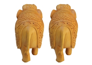 Handcrafted Wooden <b>Elephant</b> Sculpture Traditional Hand Carved Natural Wood Animal Figurine Rustic Home <b>Decor</b> Indoor Tabletop - Product Image 3