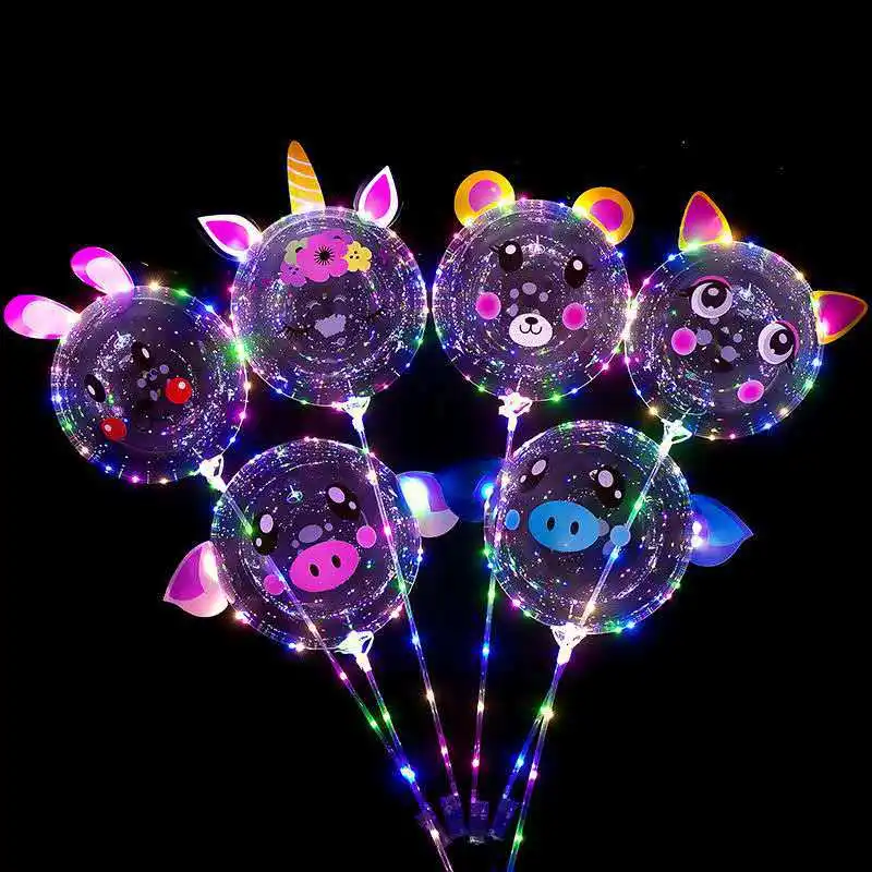 Groothandel Bobo Ballon 18/20/24/32 Inch Licht Led Ballon Met Sticker Voor Party Decoratie En Gift Voor kids