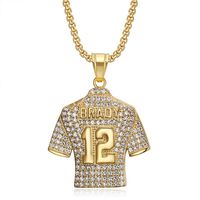 Collier pendentif lettre maillot de football Yunnique Brady 12 en acier inoxydable avec sertissage pavé, cadeau unisexe