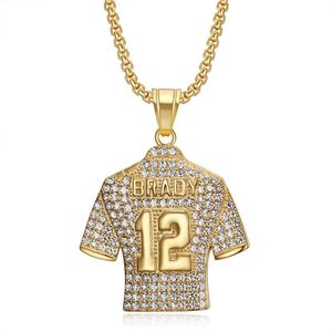 Collier pendentif maillot de football Brady 12 Yunnique en acier inoxydable avec sertissage pavé, cadeau unisexe - Product Image 5