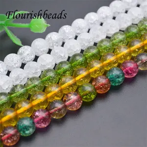 Grandes seleções de cores, 6mm 8mm 10mm 12mm amarelo, verde, branco, cristal de vidro, contas redondas para colar, fabricação de pulseira