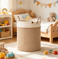 Panier de rangement de luxe en fibres végétales écologiques blancs couleur désert avec poignée pour la maison, la cuisine et le rangement des couvertures