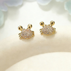 Dainty Cubic Zirconia Paved Cute Animal <strong>Jewelry</strong> 14K Delicate Gold Plated Earrings Minimalist <strong>Crab</strong> Studs with Sparkling CZ - Product Image 6