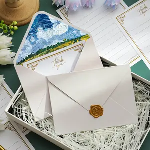 Enveloppes de carte de voeux de remerciement pour fête d'anniversaire en papier de texture d'art créatif personnalisé de luxe