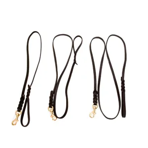 Hot Selling Pet competition Dog Leash Cow Leather Chain German shepherd Leads Traction Rope Cow Leather Dog Leash