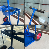 Chariot à double bouteille de gaz robuste, capacité de charge 130 kg, chariot à bouteilles de gaz, hauteur 1040 mm, bleu, revêtement poudré