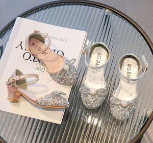 New High-heeled Pointed Toe Hollow Princess <b>Sandals</b> for Girls and Children's Performance Dress Shoes - Product Image 5