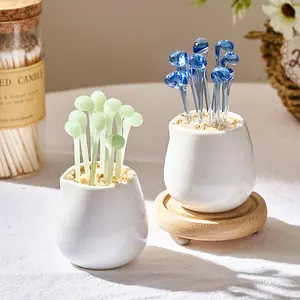 Transparent glazed small potted plant ornaments, bean sprout home decoration